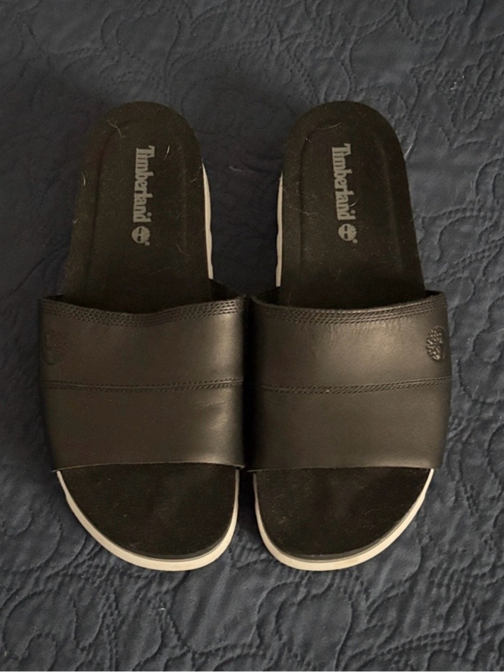 Timberland Santa Monica Sunrise Black and White Leather Slide